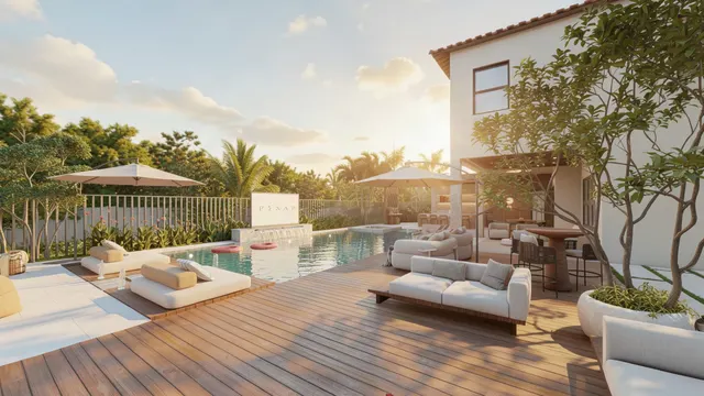 Render of the Arrivabene backyard, view 13 (lounge deck)